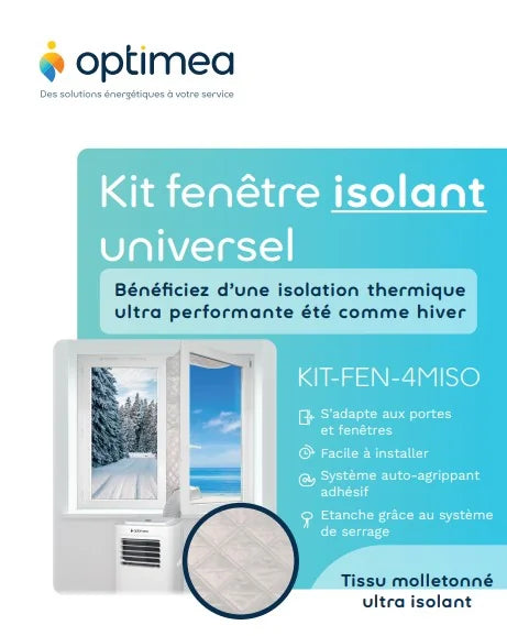 Kit calfeutrage porte fenêtre pour climatiseur mobile isolant – Optimea – KIT-FEN-4MISO