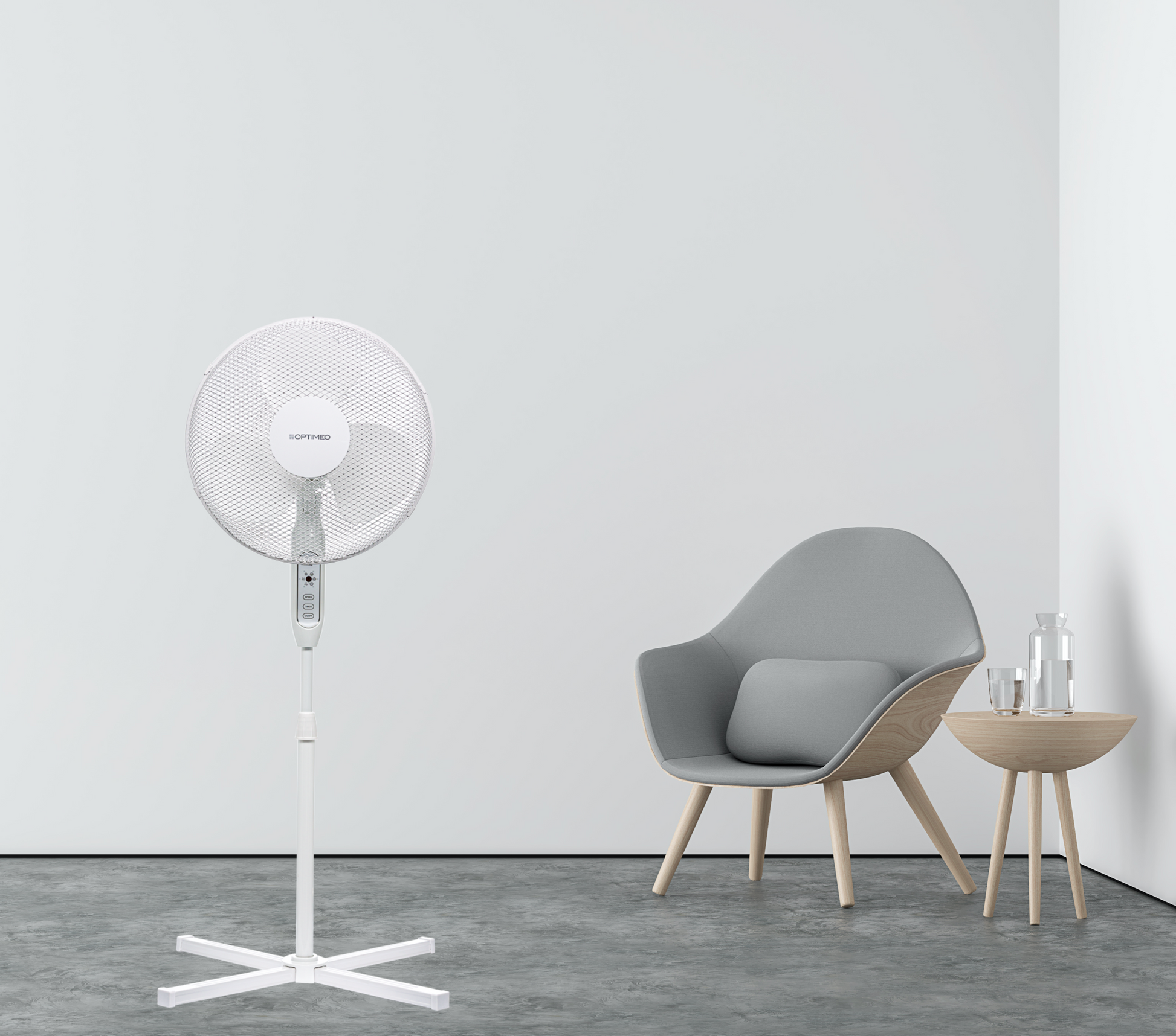 Ventilateur sur pied, diamètre 40cm, télécommande, OVP-B40